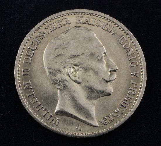 A Wilhelm II 1913 20 mark gold coin,